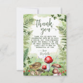 森のキノコとフェルトと緑の自然なスクリプト サンキューカード (正面)