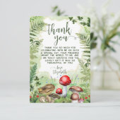 森のキノコとフエルンと緑の自然なスクリプト サンキューカード (スタンド正面)