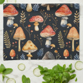 森のキノコとワ fern  キッチンタオル (折り畳み)