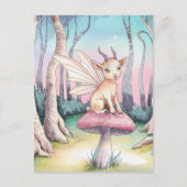 森のキノコに座る魔法のヤギ ポストカード (正面)