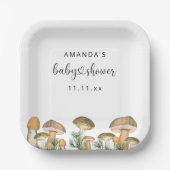 森のキノコの赤ちゃんシャワー ペーパープレート (正面)