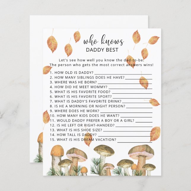 森のキノコ – 誰がパパを知っ最高のている (正面/裏面)