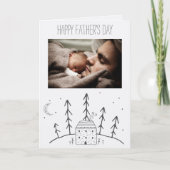 森のキャビンの月のお父さんの日と写真 カード (正面)