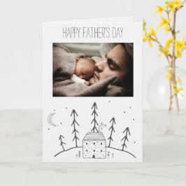森のキャビンの月のお父さんの日と写真 カード