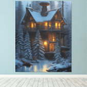 森のキャビン キャンバスプリント (インサイチュ (ウッドフロア))