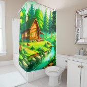 森のキャビン シャワーカーテン (インサイチュ)