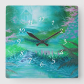 森のキャビン スクエア壁時計 (正面)