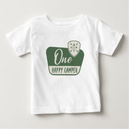 森のキャンパー1歳の誕生日 ベビーTシャツ