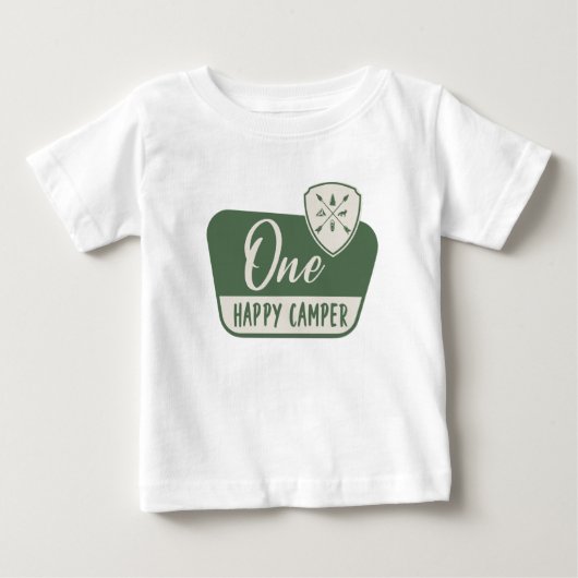 森のキャンパー1歳の誕生日 ベビーTシャツ (正面)