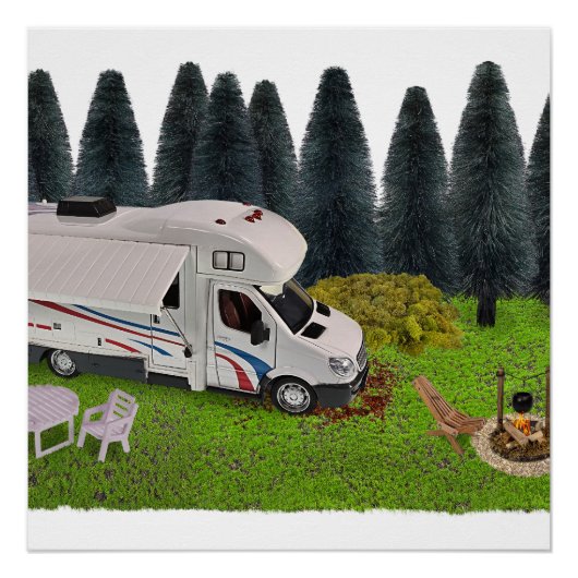 森のキャンプ場でのキャンプRV ポスター (正面)