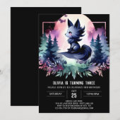 森のキュートなオオカミの誕生日 招待状 (正面/裏面)