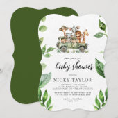 森のキュートな動物サファリ ベビーシャワー (正面/裏面)