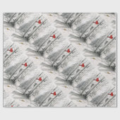 森のギフト用包装紙の（鳥）ショウジョウコウカンチョウ ラッピングペーパー (フラット)