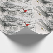 森のギフト用包装紙の（鳥）ショウジョウコウカンチョウ ラッピングペーパー (角)