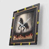 森のギャロップパーソナライズされた:チャーレッド・ウッド・フリエシア スクエア壁時計 (傾斜)