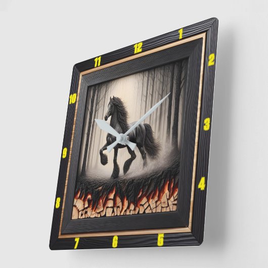 森のギャロップパーソナライズされた:チャーレッド・ウッド・フリエシア スクエア壁時計 (傾斜)