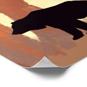 森のクマのシルエット壁掛けアート ポスター (角)