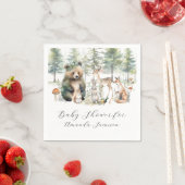 森のクマ鹿の森かわいい動物の赤ちゃんシャワー スタンダードカクテルナプキン (インサイチュ)