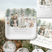 森のクマ鹿の森かわいい動物の赤ちゃんシャワー ペーパープレート