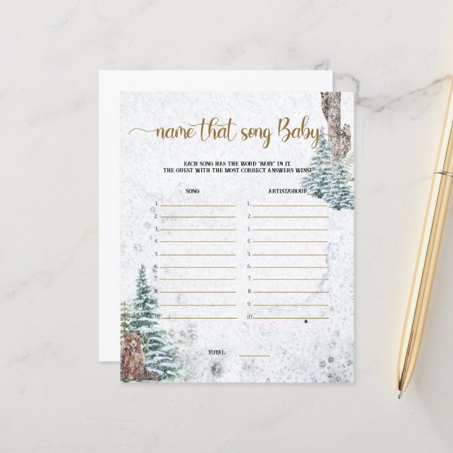 森のクマ – その歌の赤ちゃんシャワーのゲームの名前 (正面/裏面インサイチュ)