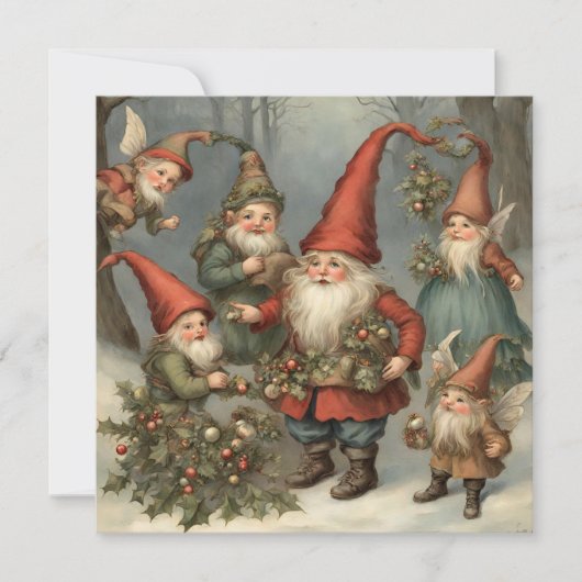 森のクリスマスの小人たちのおとぎ話 シーズンカード (正面)