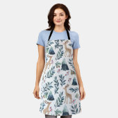 森のクリスマスの水彩トナカイ エプロン (着用した状態)