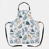 森のクリスマスの水彩トナカイ エプロン (正面)