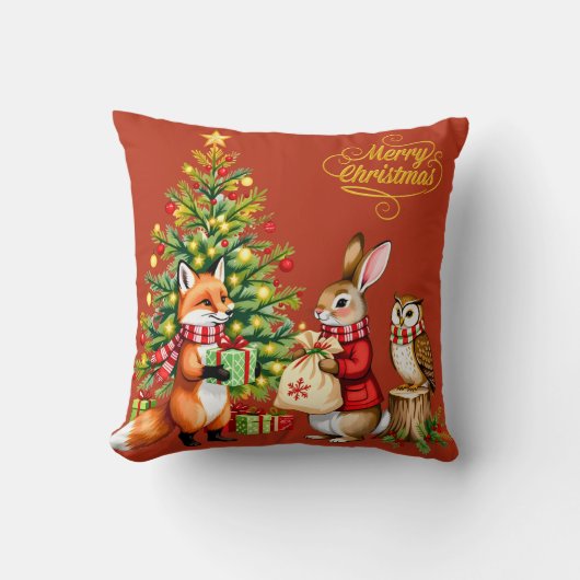 森のクリスマスの物語 クッション (正面)