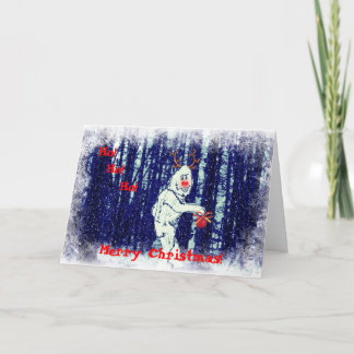 森のクリスマスカードのビッグフット シーズンカード