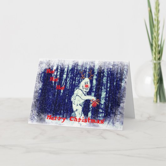 森のクリスマスカードのビッグフット シーズンカード (正面)