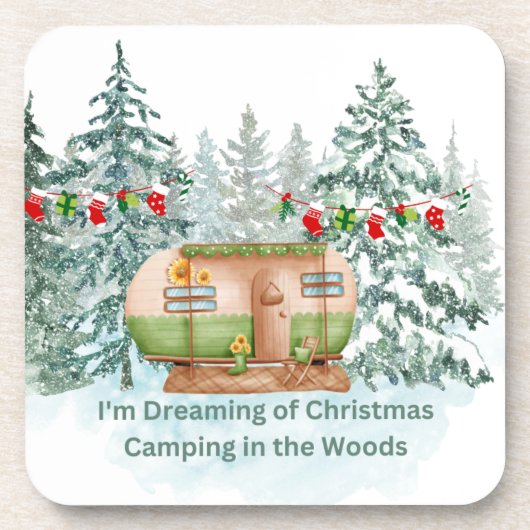 森のクリスマスキャンプの夢を見ている コースター (正面)