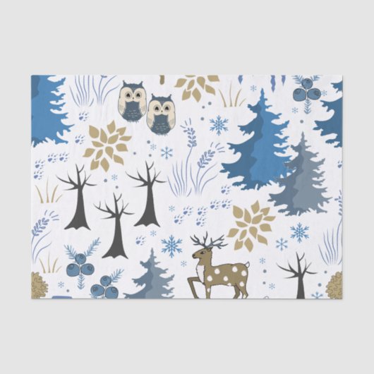 森のクリスマスツリーと動物 薄葉紙 (正面)