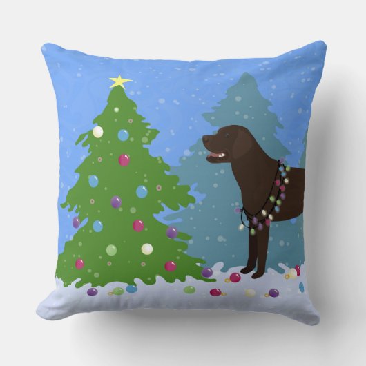 森のクリスマスツリー飾のチョコレート実験室 クッション (正面)