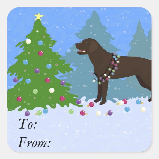 森のクリスマスツリー飾のチョコレート実験室 スクエアシール (正面)