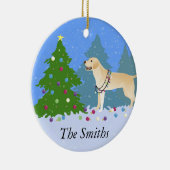 森のクリスマスツリー飾のホワイトラボ セラミックオーナメント (右)