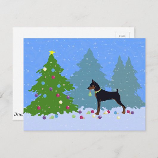 森のクリスマスツリー飾の最小ピン シーズンポストカード (正面/裏面)