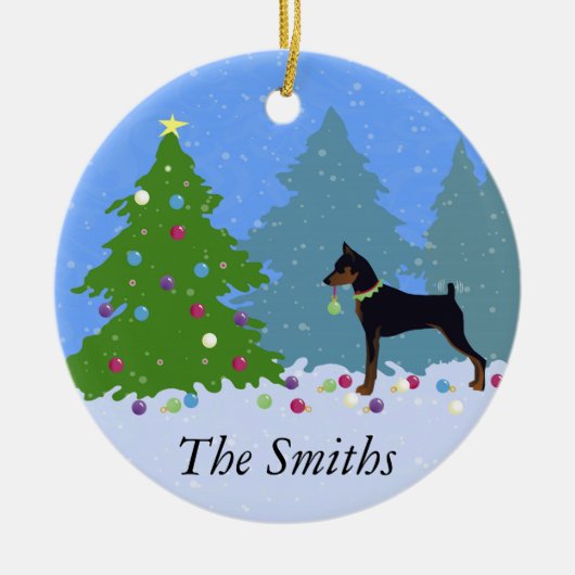 森のクリスマスツリー飾の最小ピン セラミックオーナメント (正面)