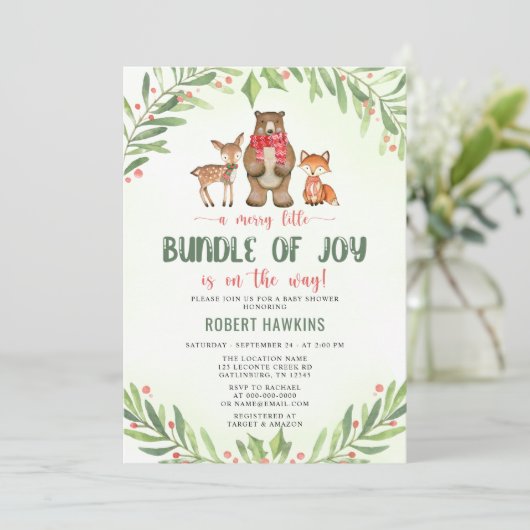 森のクリスマスベイビーシャワー 招待状 (スタンド正面)