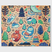 森のクリスマスラッピング紙 ラッピングペーパー (フラット)