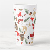 森のクリスマス休暇パターンで カフェラテマグ (正面)