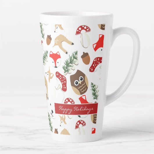 森のクリスマス休暇パターンで カフェラテマグ (右)
