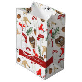 森のクリスマス休暇パターンで ミディアムペーパーバッグ (正面アングル)