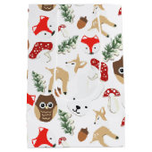 森のクリスマス休暇パターンで ミディアムペーパーバッグ (裏面)