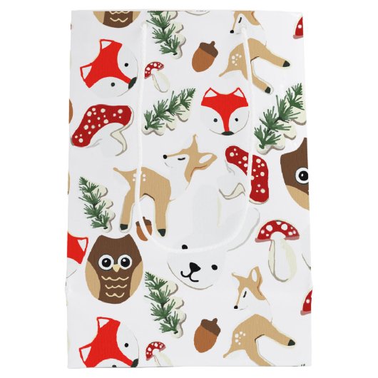 森のクリスマス休暇パターンで ミディアムペーパーバッグ (裏面)