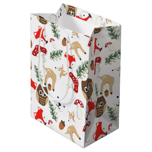 森のクリスマス休暇パターンで ミディアムペーパーバッグ (裏面アングル)