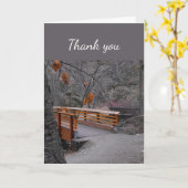 森のクリークを渡る美しい橋をありがとう カード (黄色い花)