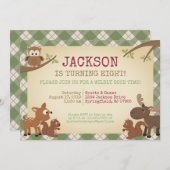 森のクリーチャー誕生日パーティー 招待状 (正面/裏面)