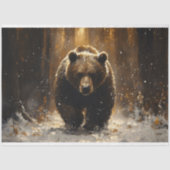 森のグリズリーベアの絵 デコパージュ 薄葉紙 (正面)