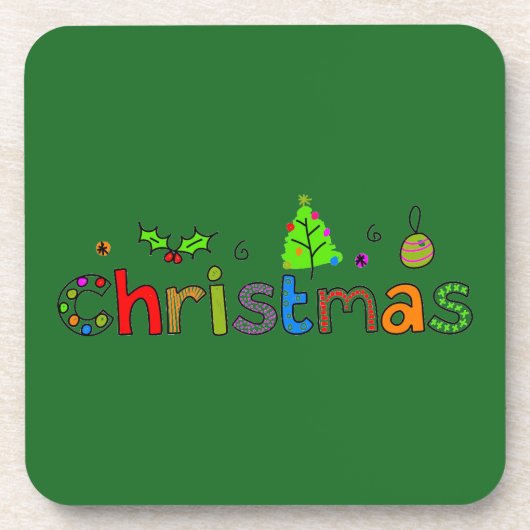 森のグリーンクリスマス コースター (正面)