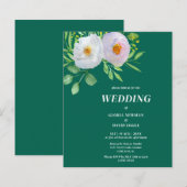 森のグリーン+フラワーのお得な結婚式招待状 (正面/裏面)